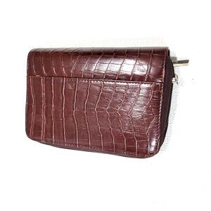 Mundi Mundex Portfolio Planner Organizer 6 Ring Binder Brown Faux Croc 8"x5"x2"